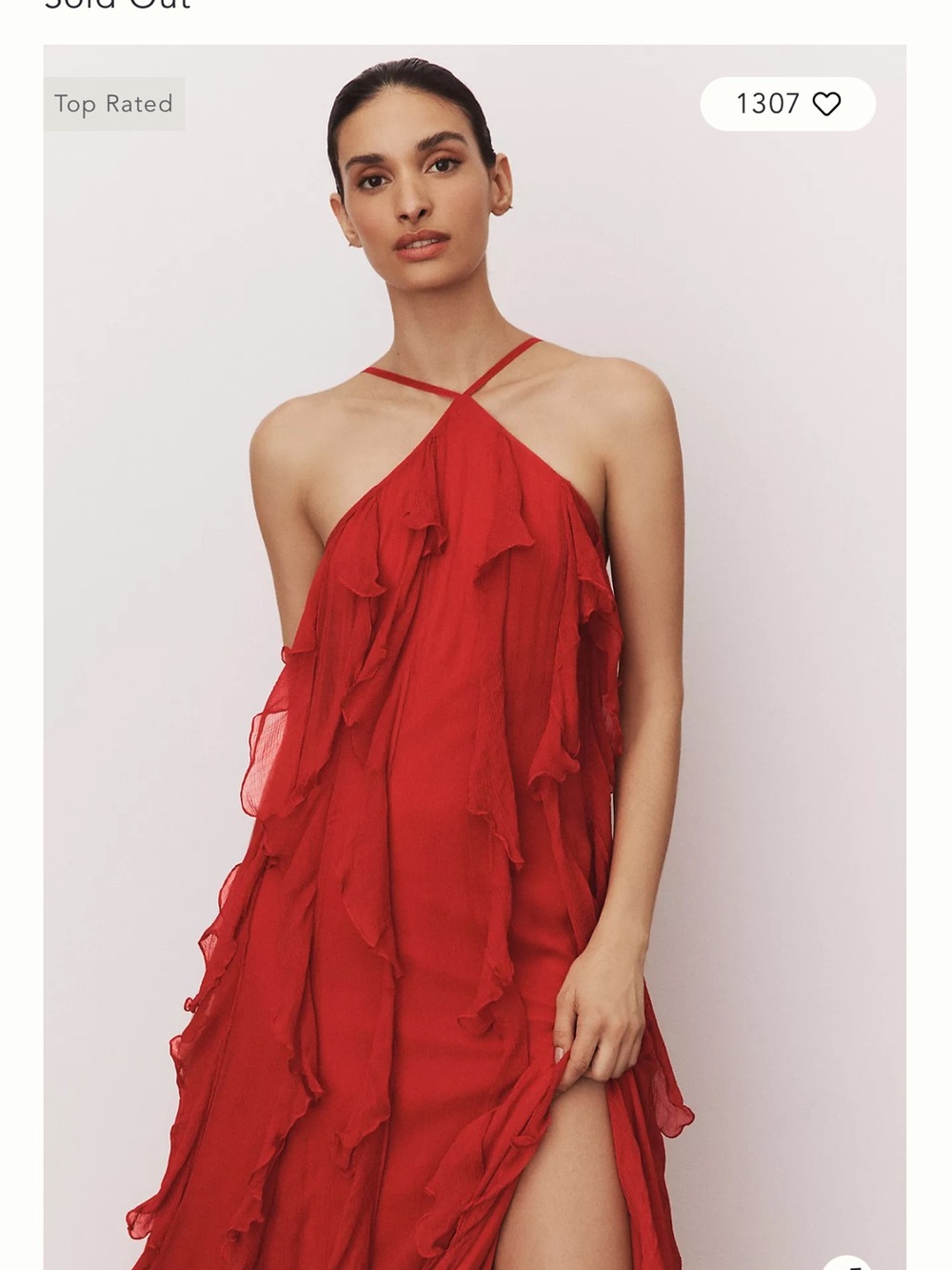 Red Ruffle Halter Women's Top - Picture 4 of 13
